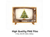 Vintage Christmas Tree TV Clipart Bundle