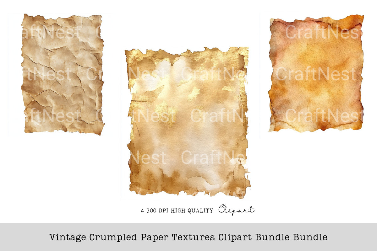 Vintage Crumpled Textures Clipart Bundle