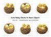 Cute Baby Chicks in Nests Clipart Bundle