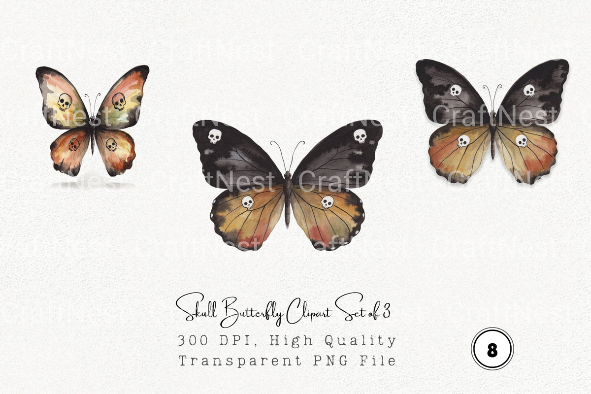 Skull Butterfly Of Clipart Bundle