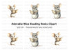 Cute Mice Reading Books Clipart Bundle