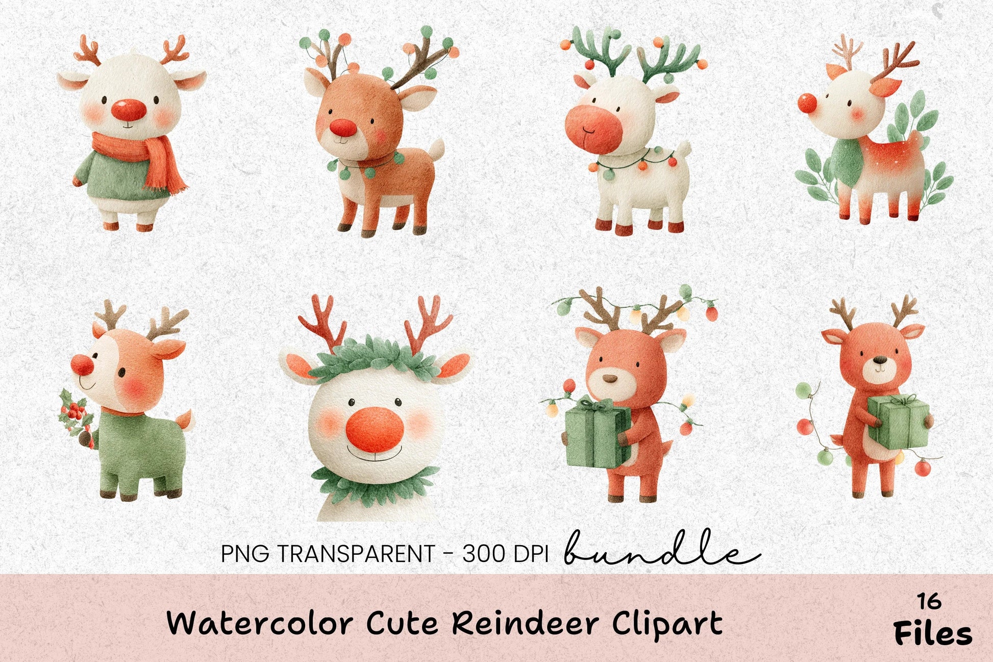 Cute Reindeer Clipart Bundle - CraftNest - Digital Crafting and Art