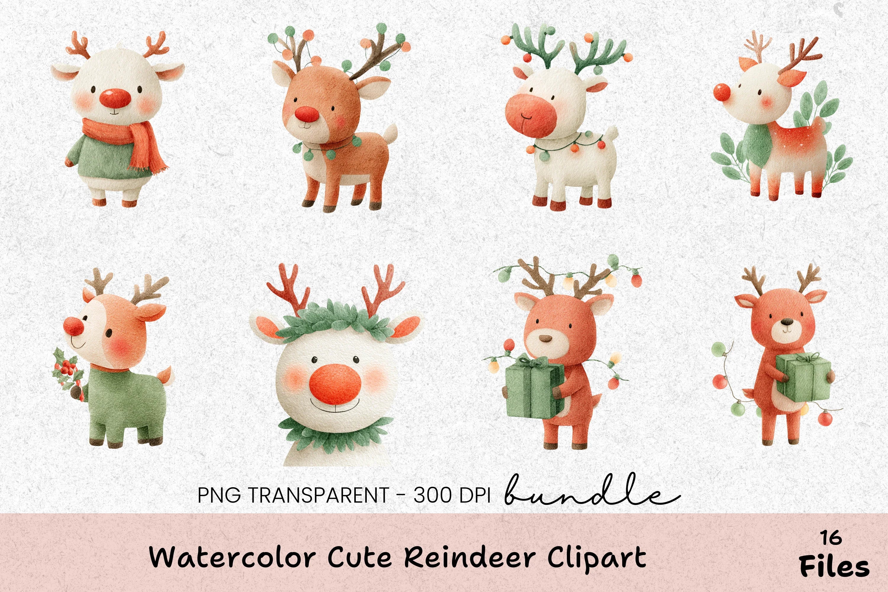 Cute Reindeer Clipart Bundle - CraftNest - Digital Crafting and Art