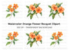 Orange Floral Clipart Bundle