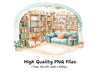 Cozy Library Reading Nook Clipart Bundle