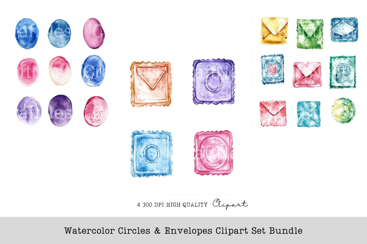 Circles Envelopes Clipart Bundle