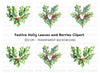 Heart Shaped Holly Berry Clipart Bundle