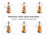 Hand Drawn Violin with Notes Clipart Bundle