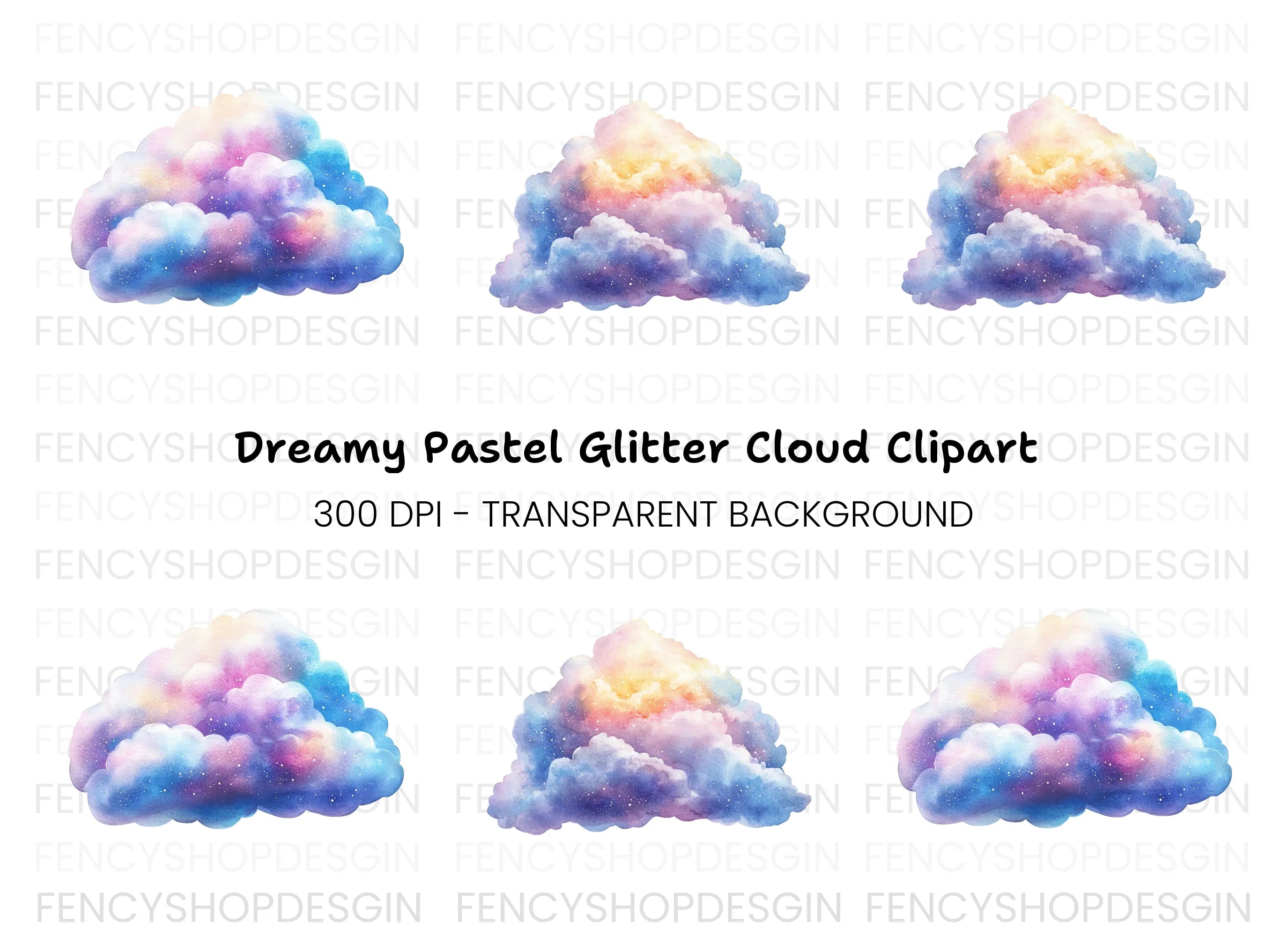 Galaxy Clouds Clipart Bundle