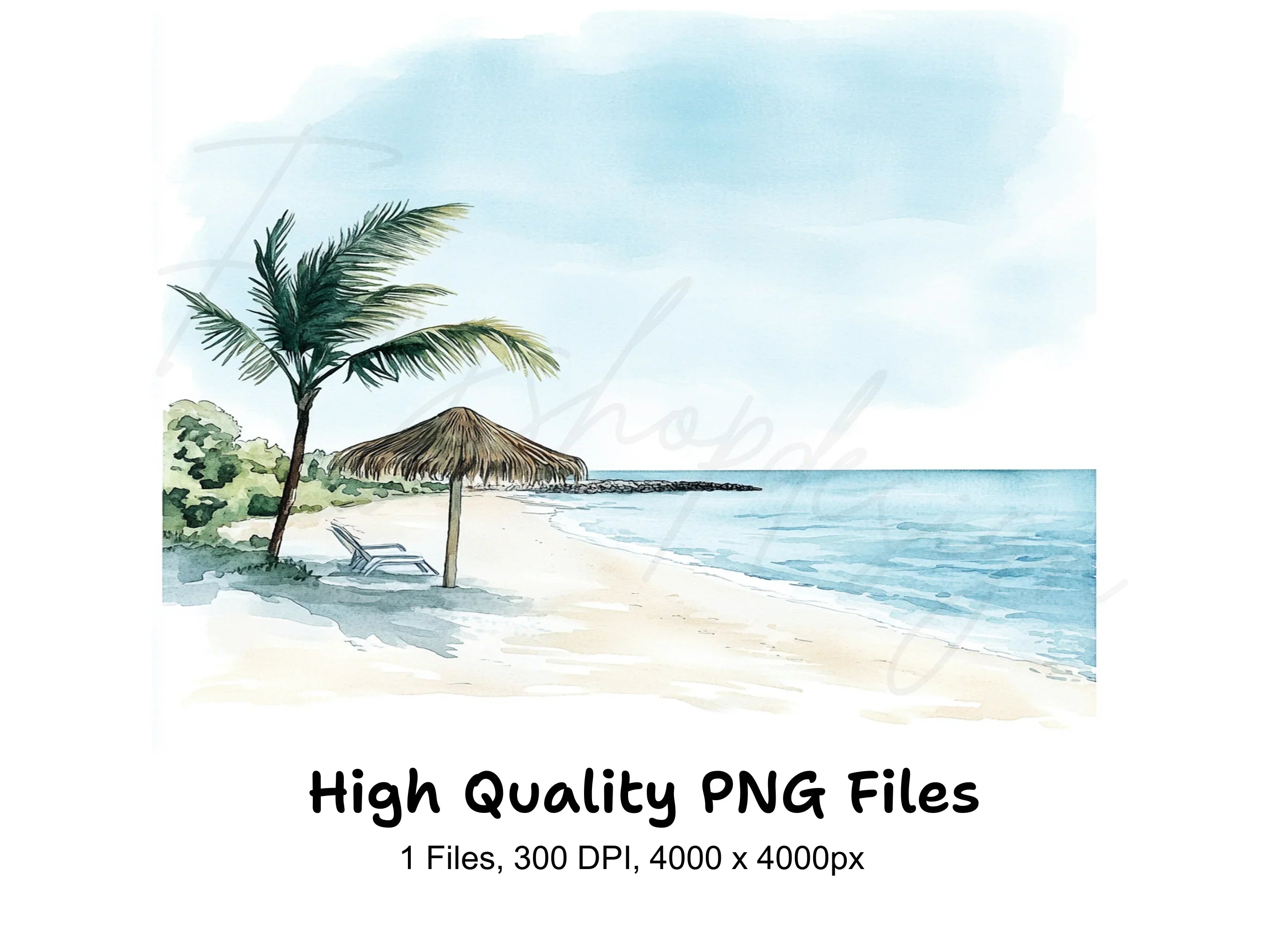 Tropical Beach Paradise Clipart Bundle