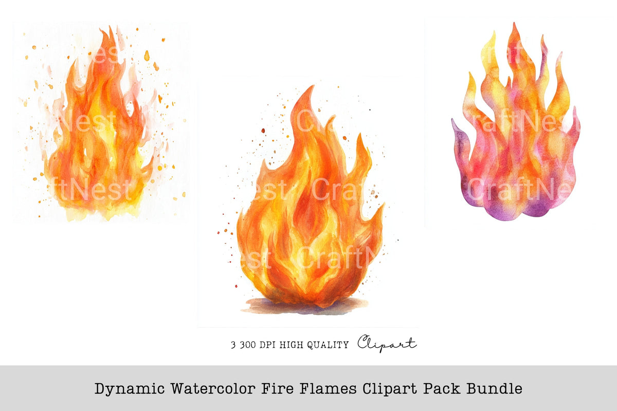 Dynamic Fire Flames Clipart Bundle