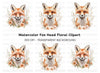 Fox Head Floral Clipart Bundle
