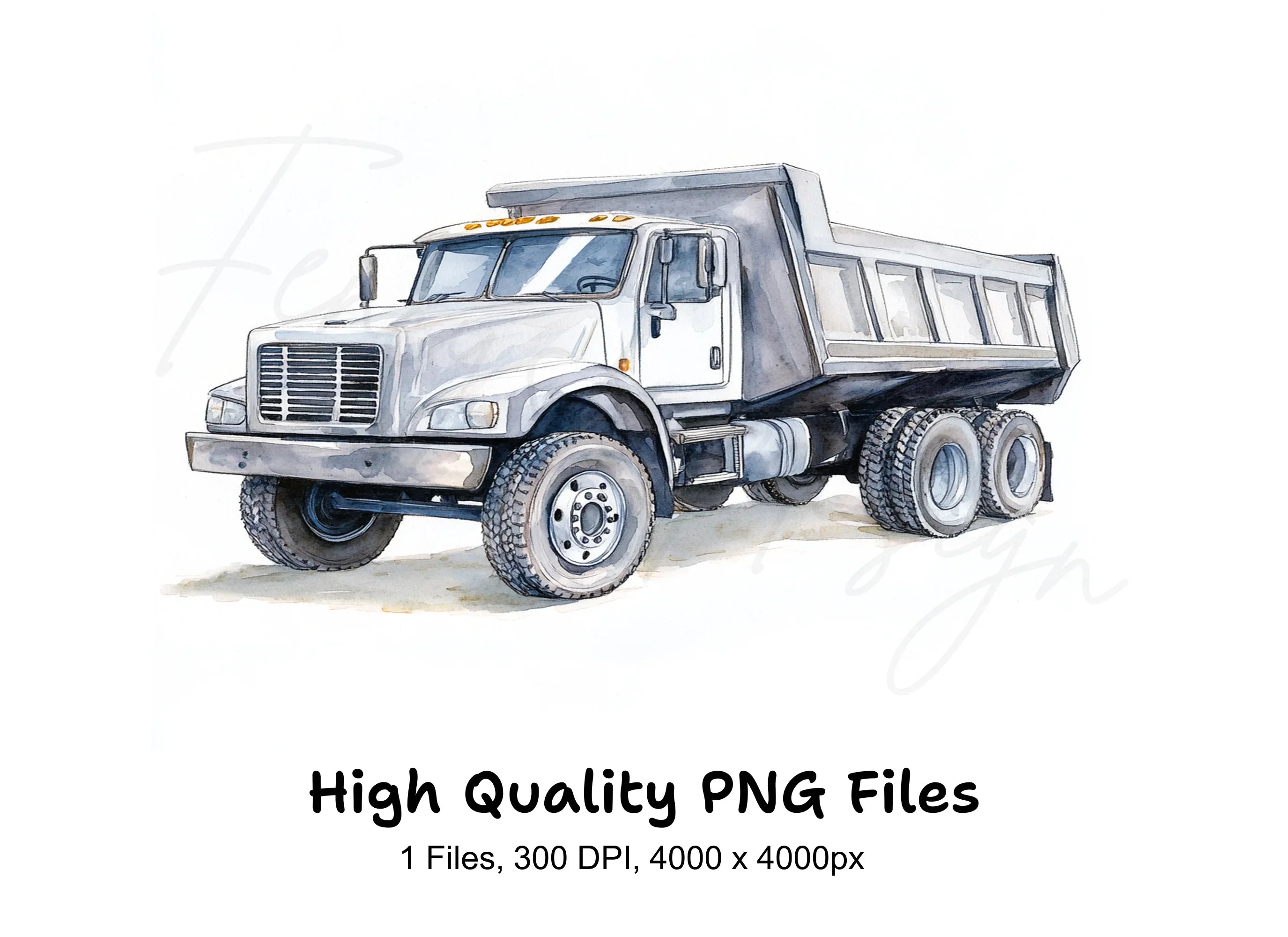 White Dump Truck Clipart Bundle