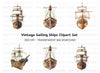 Vintage Sailing Ships Clipart Bundle