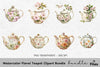 Floral Teapot Clipart Bundle