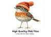Adorable Robin Birds in Winter Hats Clipart Bundle