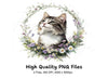 Kitten in Floral Wreath Clipart Bundle