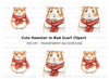 Cute Hamster Winter Scarf Clipart Bundle