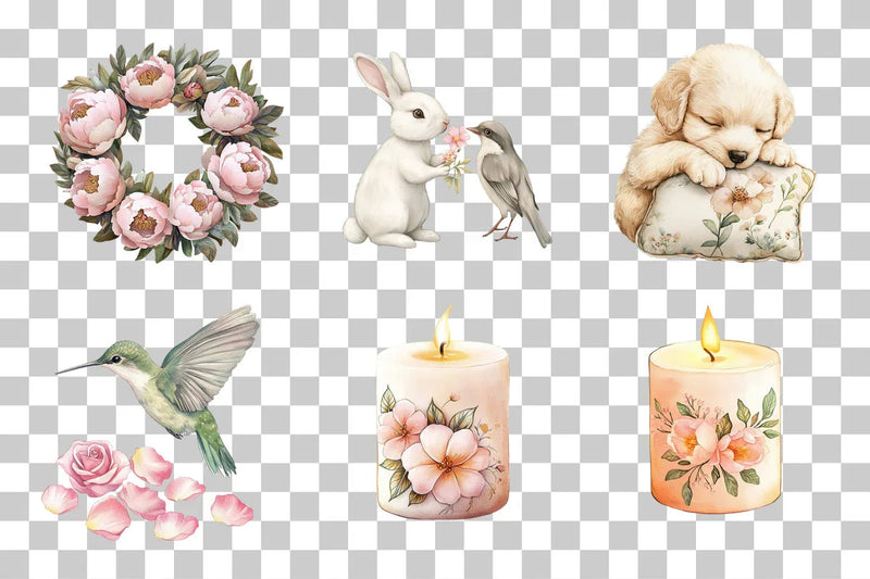 Cute Animals and Spring Floral Clipart Bundle - CraftNest - Digital Crafting and Art
