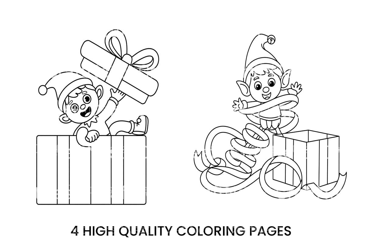 Christmas Elf With Gifts Coloring Books