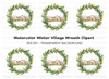 Holly Wreath Winter Village Clipart Bundle