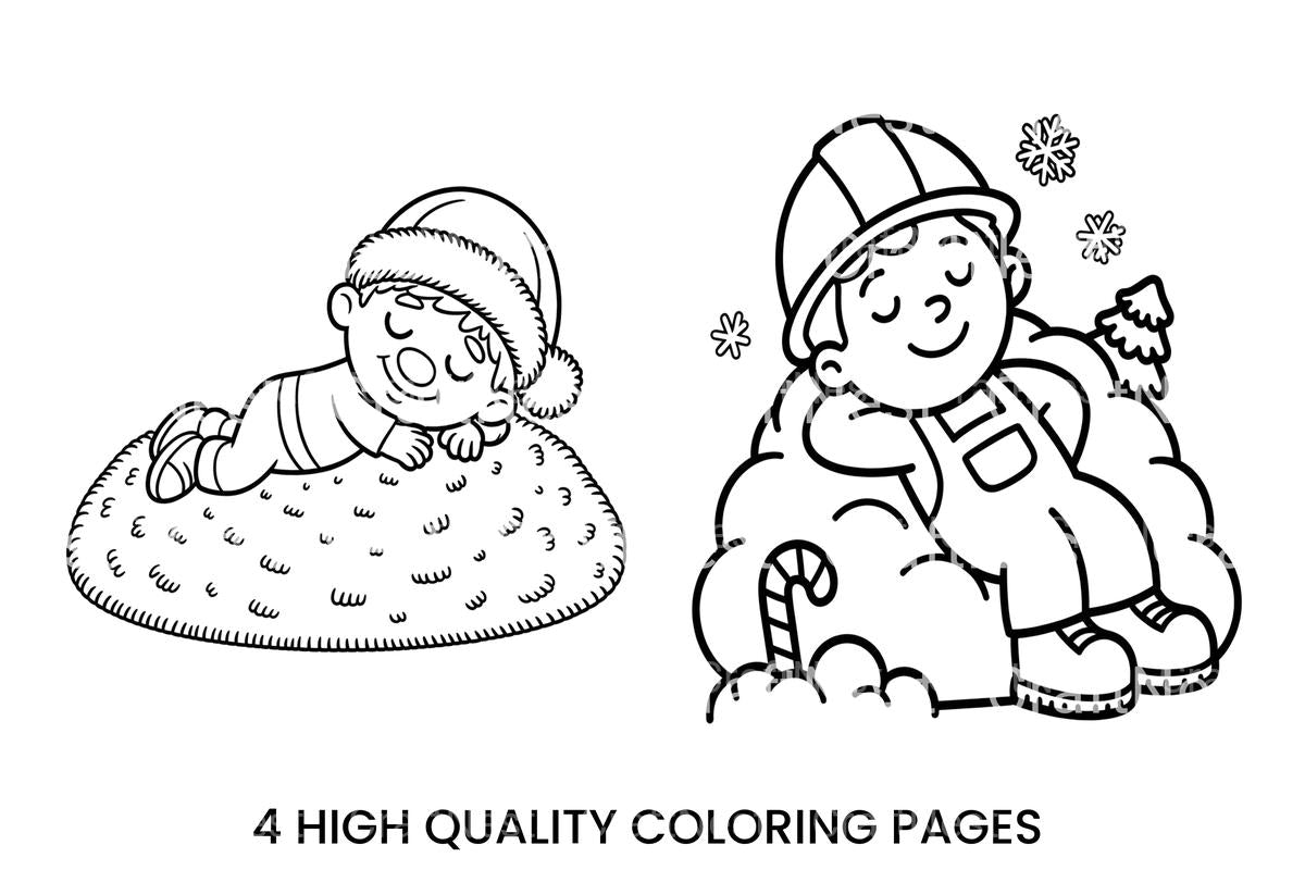 Cute Babies in Christmas Hats Coloring Books