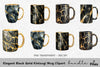 Elegant Black Gold Kintsugi Clipart Bundle