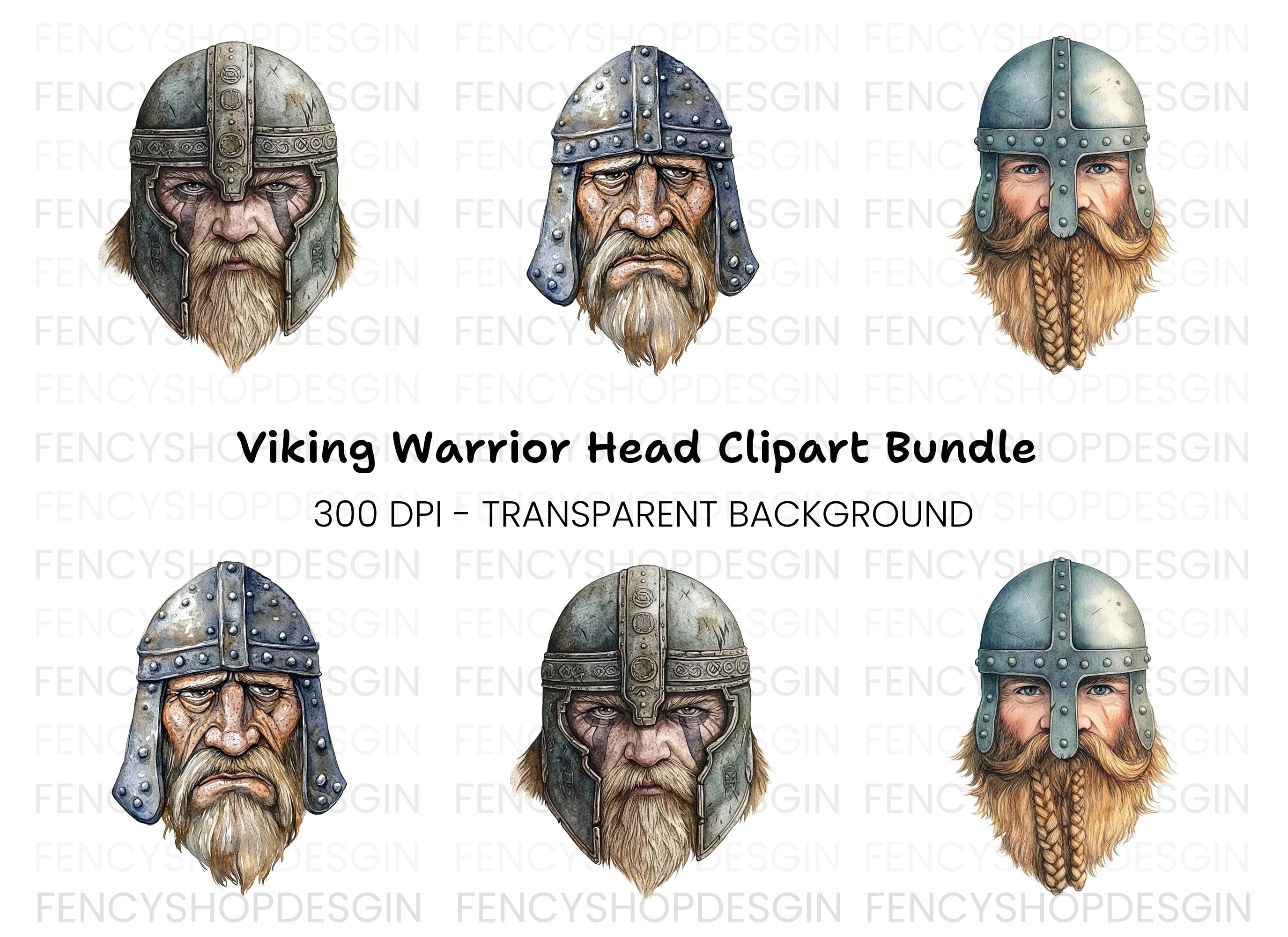 Viking Warrior Portraits Clipart Bundle