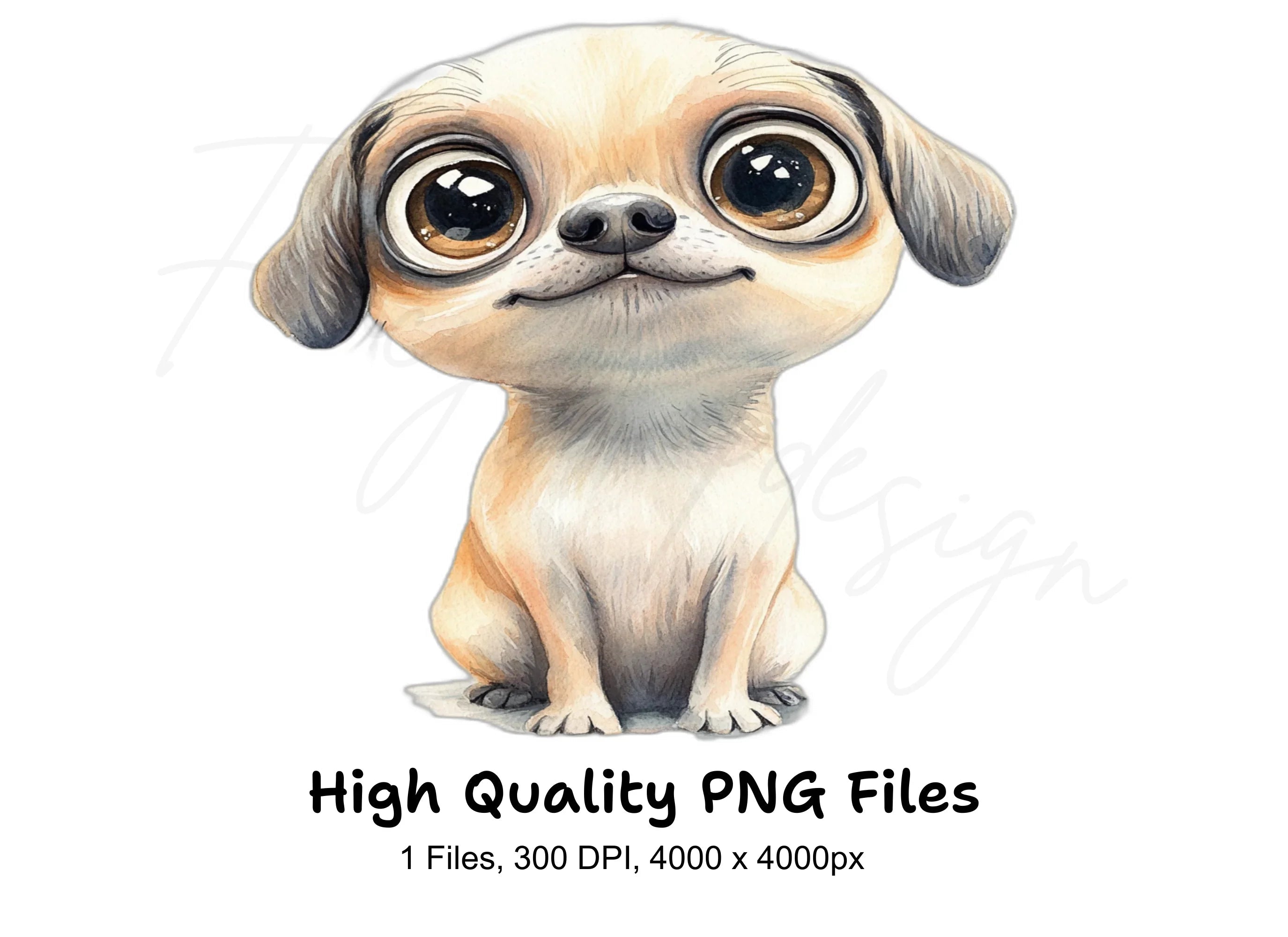 Cute Big Eyed Puppy Clipart Bundle