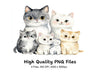 Adorable Cat Family Clipart Bundle