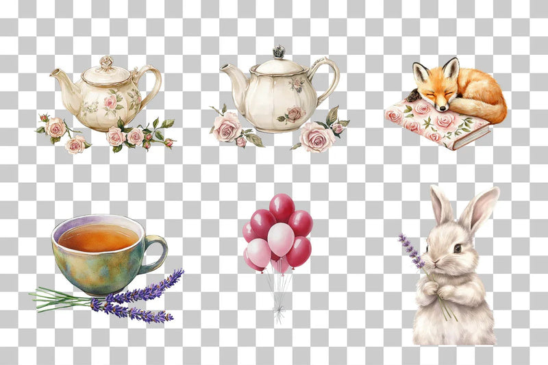 Charming Critters & Floral Teatime Clipart Bundle - CraftNest - Digital Crafting and Art