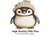 Charming Penguin with Knitted Hat Clipart Bundle