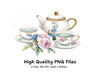 Elegant Floral Teapot and Teacup Clipart Bundle