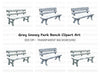 Gray Snowy Park Benches Clipart Bundle
