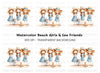 Cute Girls Beach Day Clipart Bundle