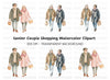 Elderly Couples Walking Clipart Bundle