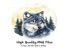 Majestic Wolves in Forest Clipart Bundle