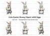 Charming Grey Easter Bunnies with Eggs Clipart Bundle