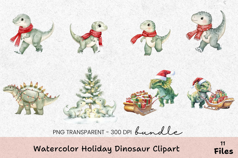 Holiday Dinosaur Clipart Bundle - CraftNest - Digital Crafting and Art