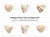 Elegant Floral Teacups Clipart Bundle
