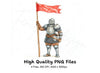 Medieval Knights with Red Flags Clipart Bundle