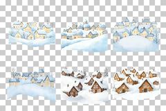 Winter Village Snowy Town Clipart Bundle - CraftNest - Digital Crafting and Art