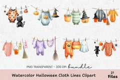 Halloween Clothesline Clipart Bundle - CraftNest - Digital Crafting and Art