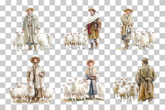 Shepherd and Sheep Pastoral Scene Clipart Bundle - CraftNest - Digital Crafting and Art