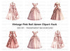 Elegant Pink Victorian Gown Clipart Bundle