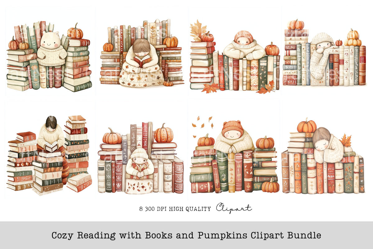 Cozy Reading With Books And Pumpkins Clipart Planner