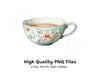 Elegant Floral Tea Cups Clipart Bundle