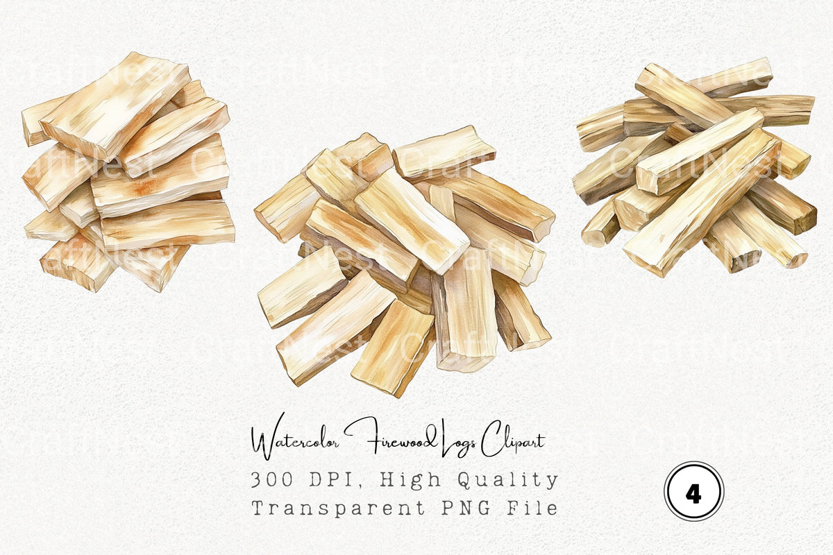 Watercolor Firewood Logs Clipart Log Book