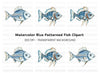 Decorative Blue Fish Clipart Bundle