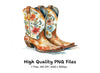 Floral Cowboy Boots Clipart Bundle